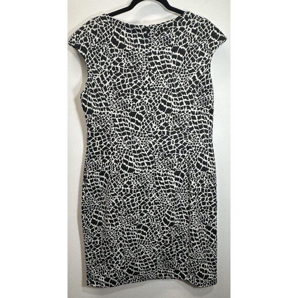 Jones Wear Dress Size 16 Multicolored Sleeveless Abstract Sheath Career Zip Back - Picture 4 of 13